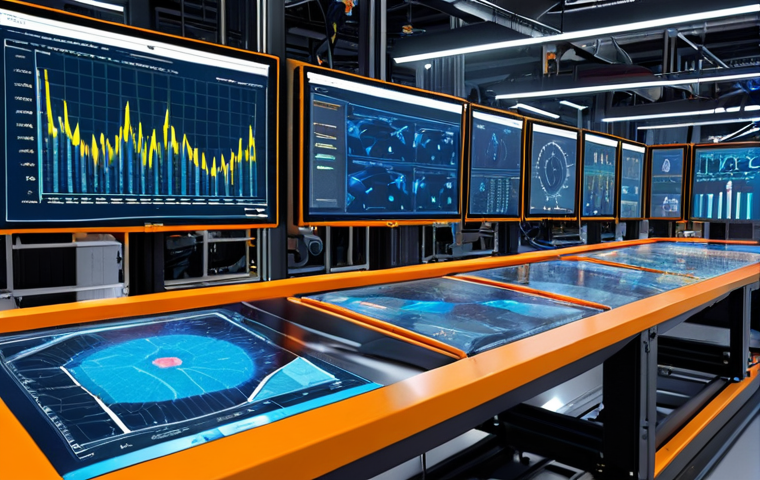 **

A vibrant, futuristic manufacturing plant.  A gleaming physical assembly line is partially overlaid with a semi-transparent, glowing digital twin.  Data visualizations (graphs, charts) float around the digital twin, showing real-time performance metrics.  The overall feeling should be one of efficiency and technological advancement in "मैन्युफैक्चरिंग".

**