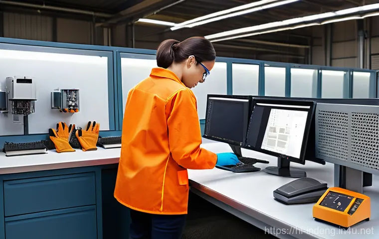 산업공학과 리스크 평가 - **Prompt:** A futuristic, high-tech control room within an industrial facility, showcasing advanced ...