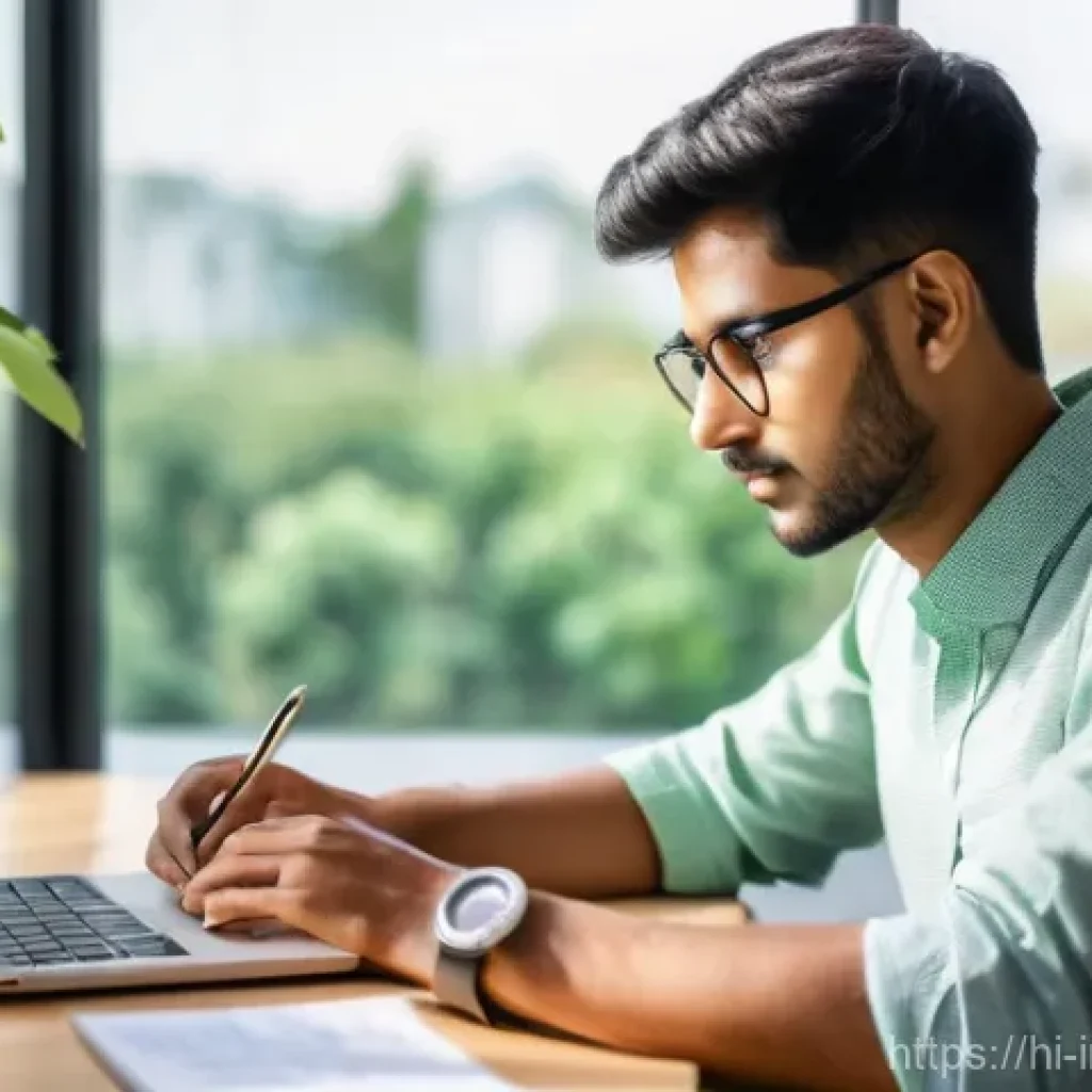산업공학과 자원 최적화 - **Prompt: Focused Productivity in a Modern Workspace**
    A young Indian professional, 20s, with sh...