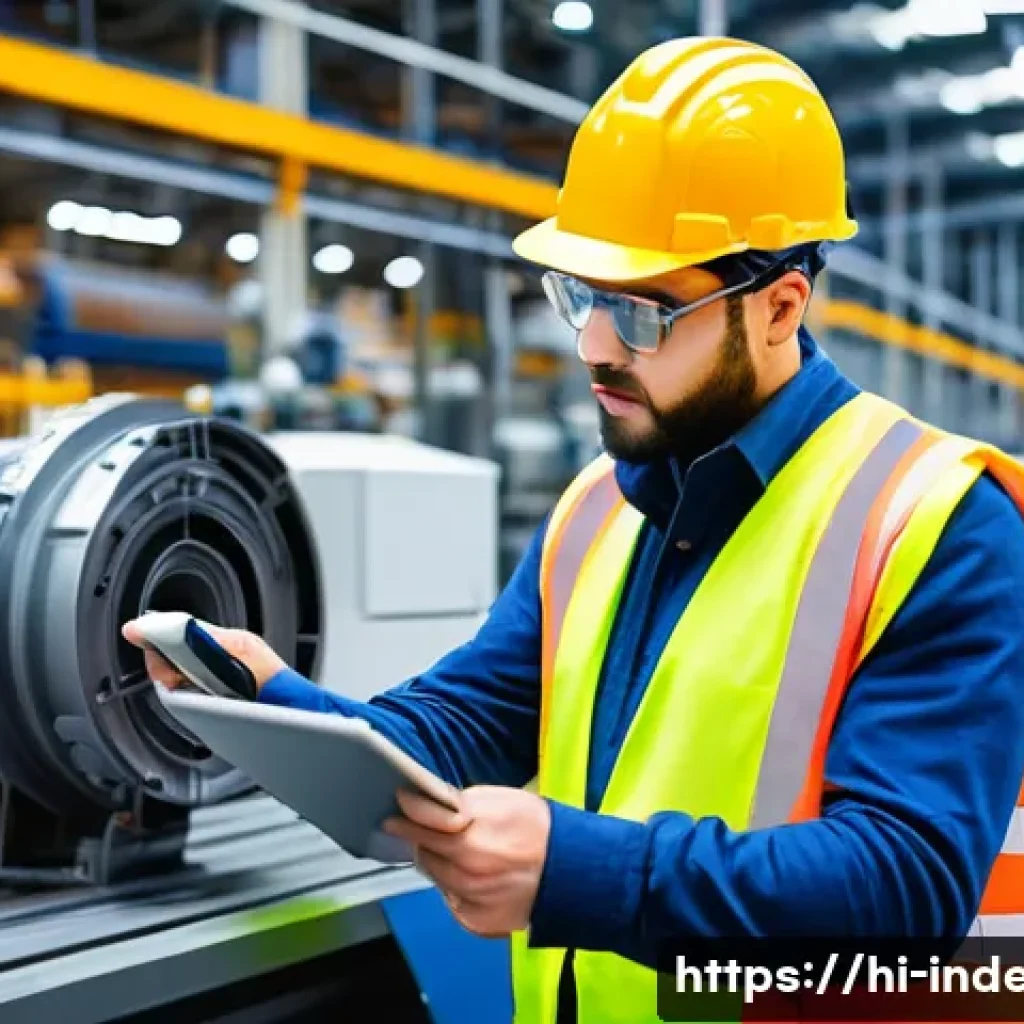 산업공학에서의 리스크 관리 - **Prompt 1: Industrial Hazard Identification and Assessment**
    "A vibrant, wide-angle shot of a m...