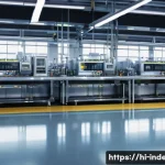 산업공학과 에너지 산업 - **Prompt:** "A highly advanced, meticulously clean, and brightly lit smart factory floor, embodying ...